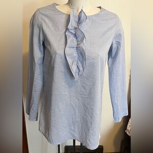 A.P.C. Blue Ruffle Cotton Blouse - Size Medium